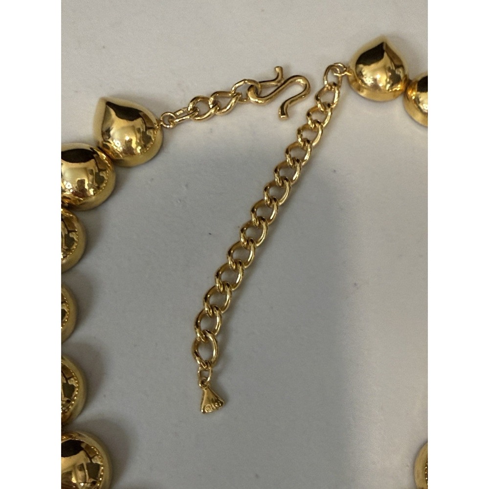 Vintage Liz Claiborne Gold Tone Chunky Puff Heart Choker Statement Necklace - Picture 9 of 13
